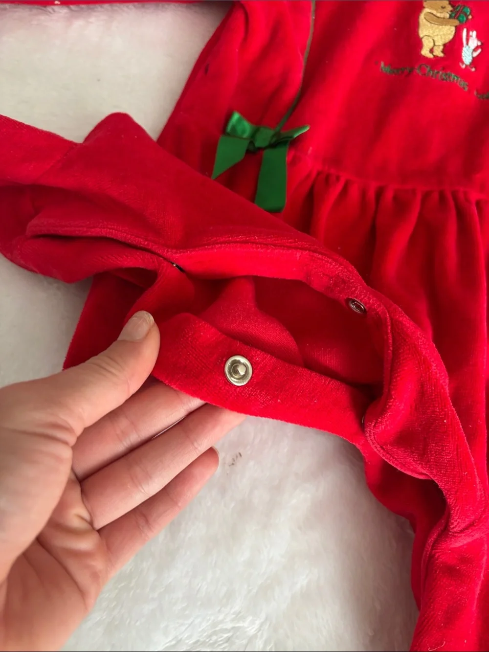 Vintage Red Velour Winnie the Pooh Footed Outfit